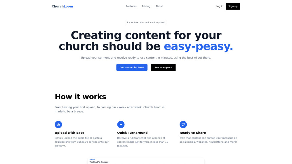 Church Loom Website screenshot