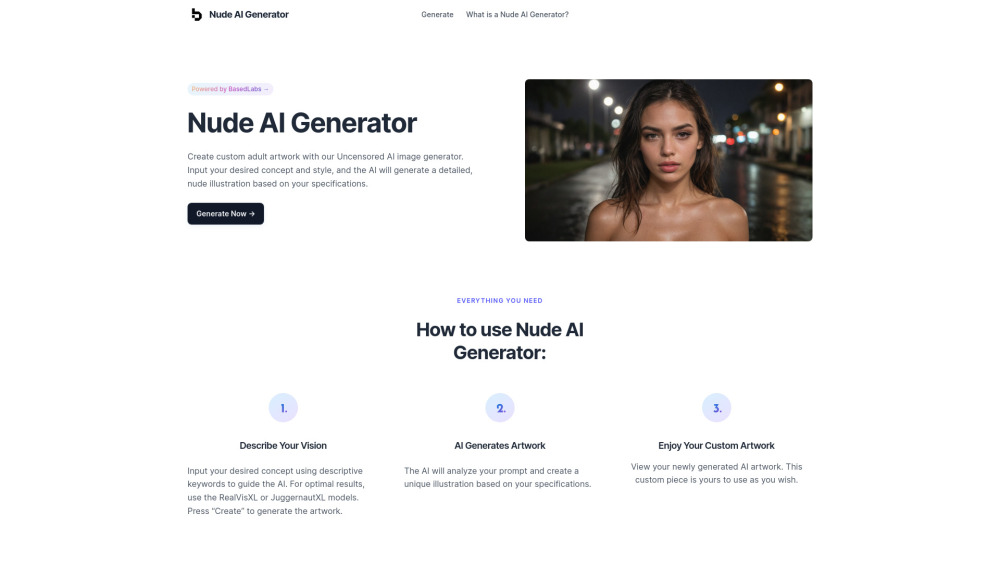 Nude AI Website screenshot