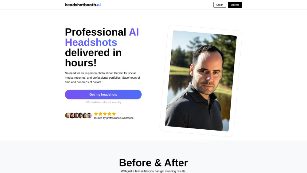 HeadshotBooth Website screenshot