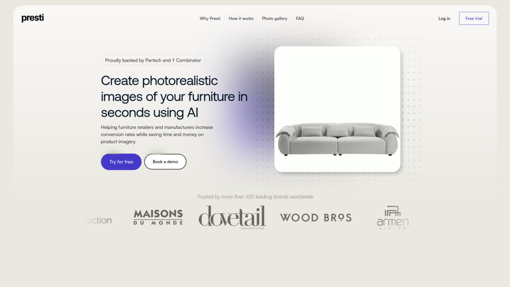Presti AI Website screenshot