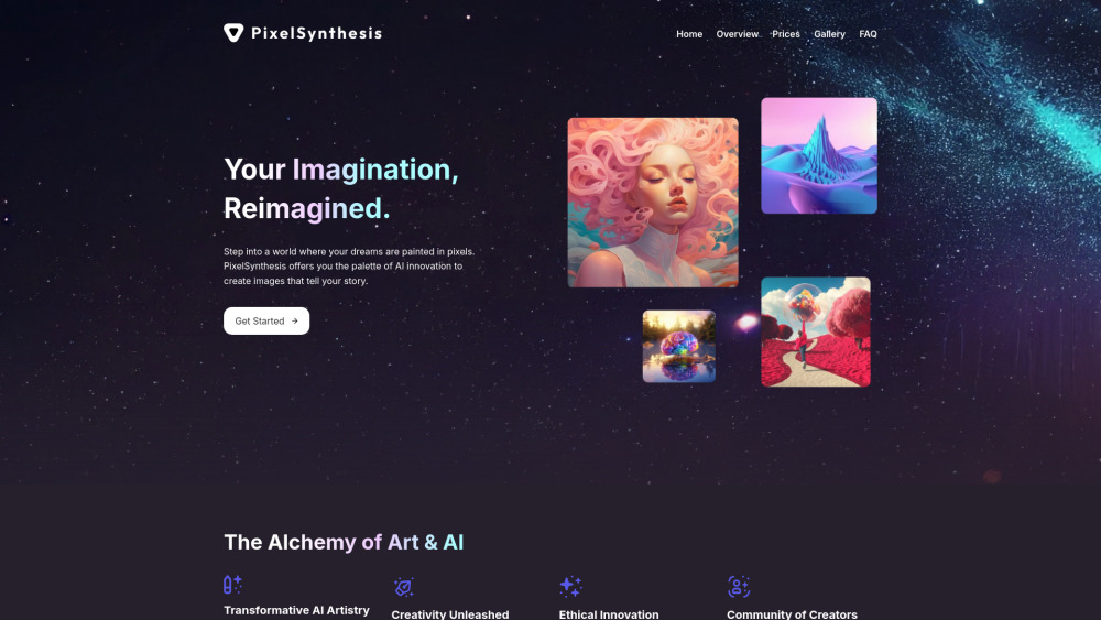 PixelSynthesis Website screenshot