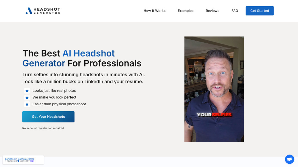 AI Headshot Generator Website screenshot