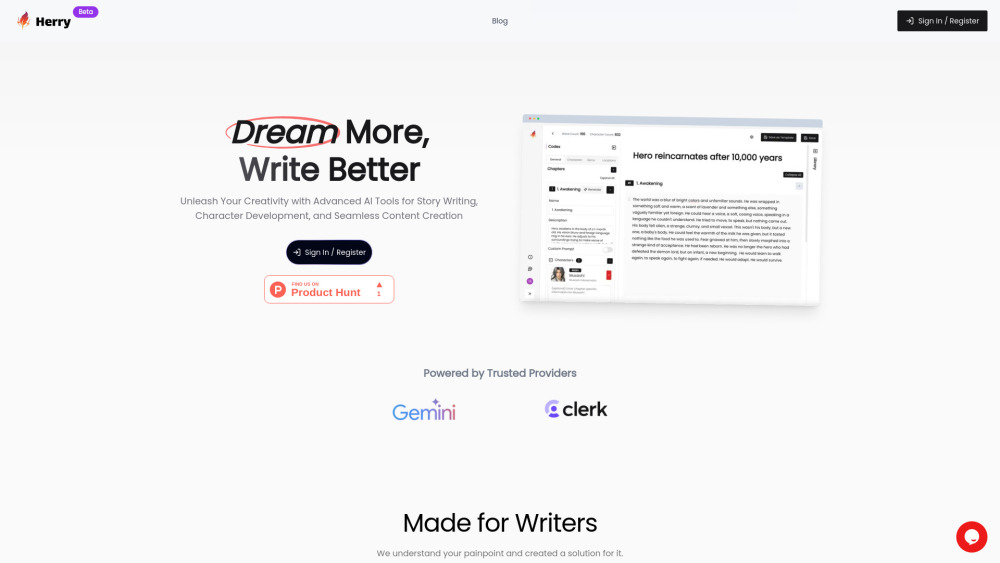 HerryAI Website screenshot