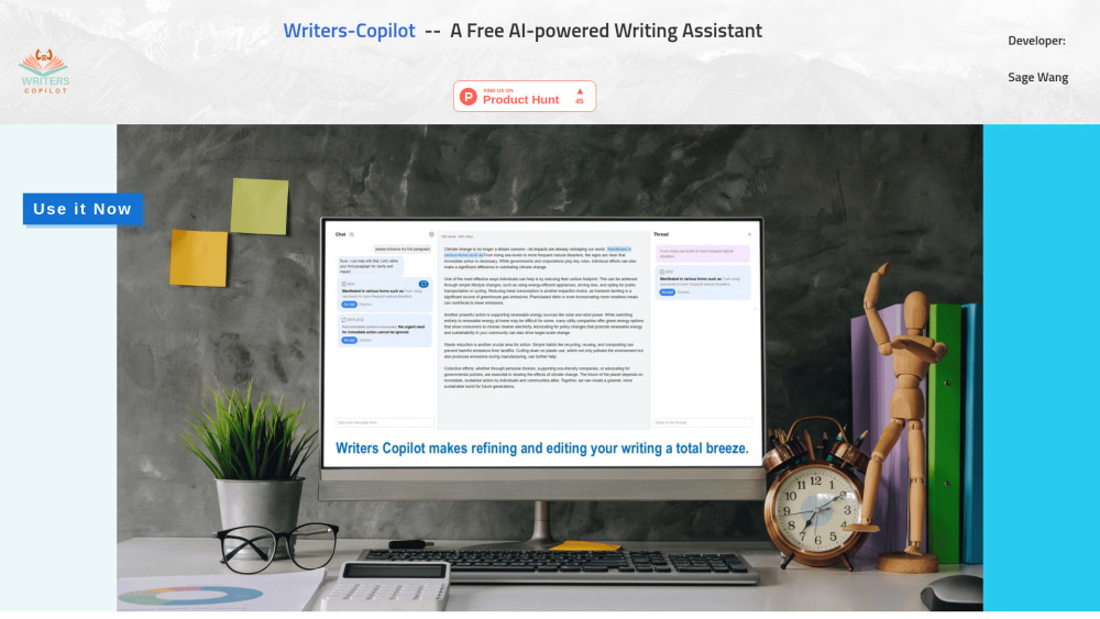 Writers-Copilot Website screenshot