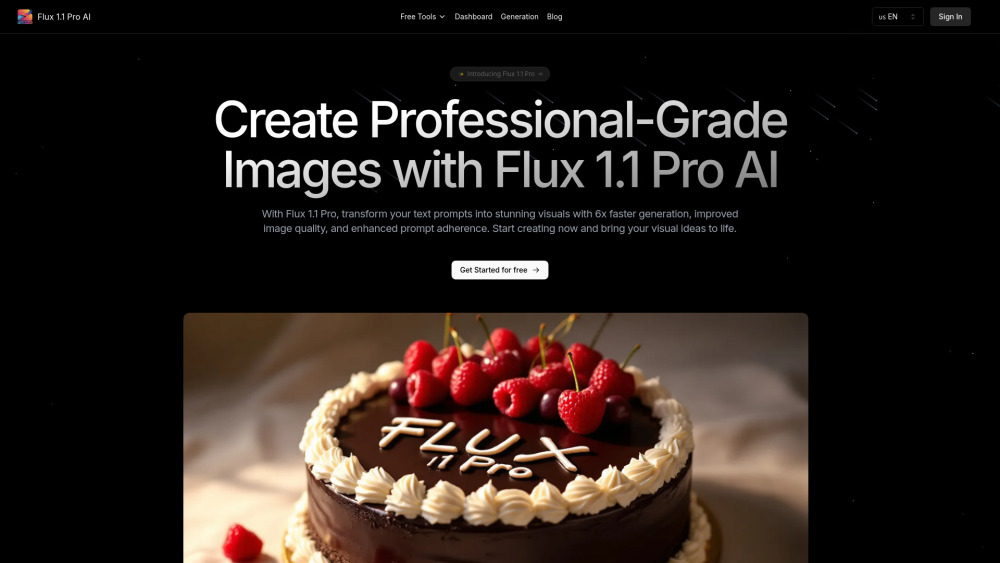 Flux 1.1 Pro Website screenshot