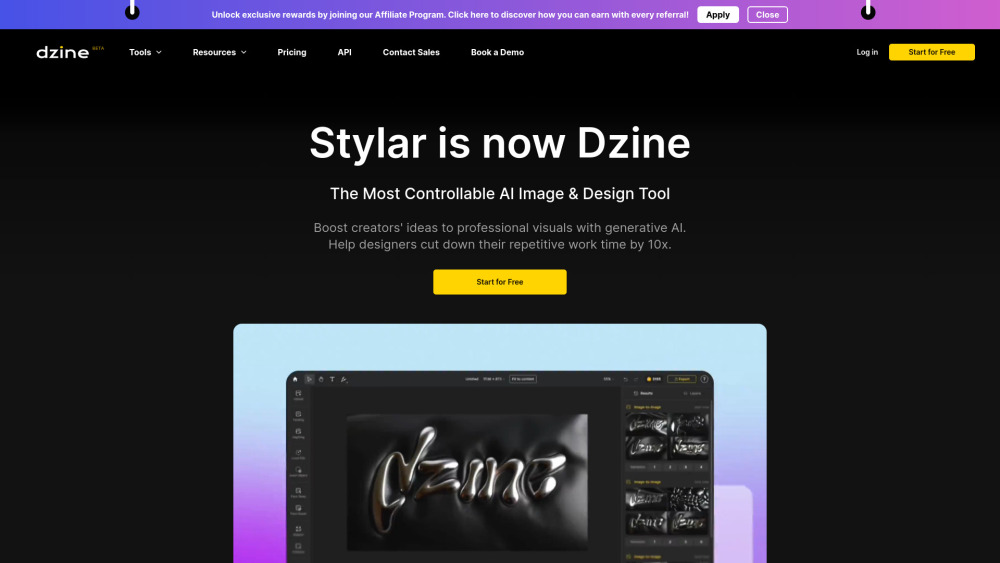 Dzine Website screenshot