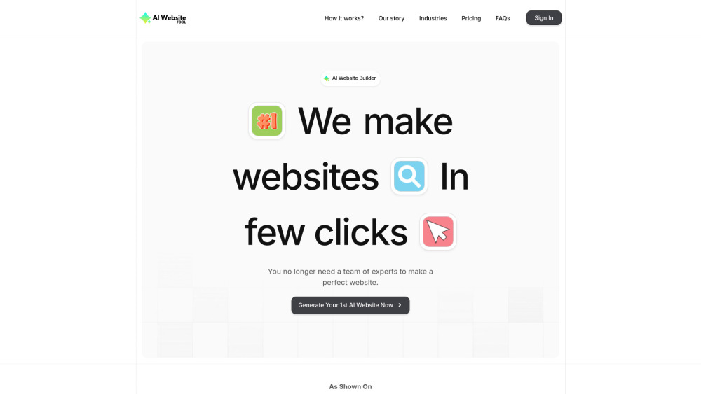 AI Website Tool Website screenshot