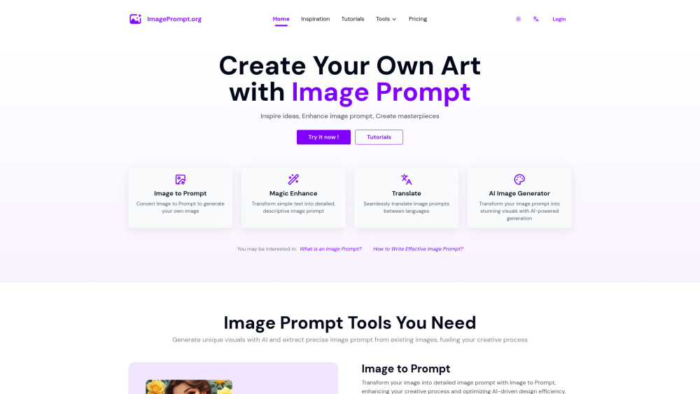 AI Art Tools Website screenshot