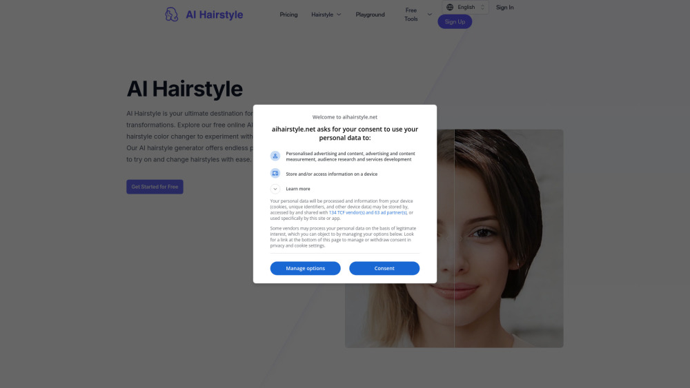 AI Hairstyle Website screenshot