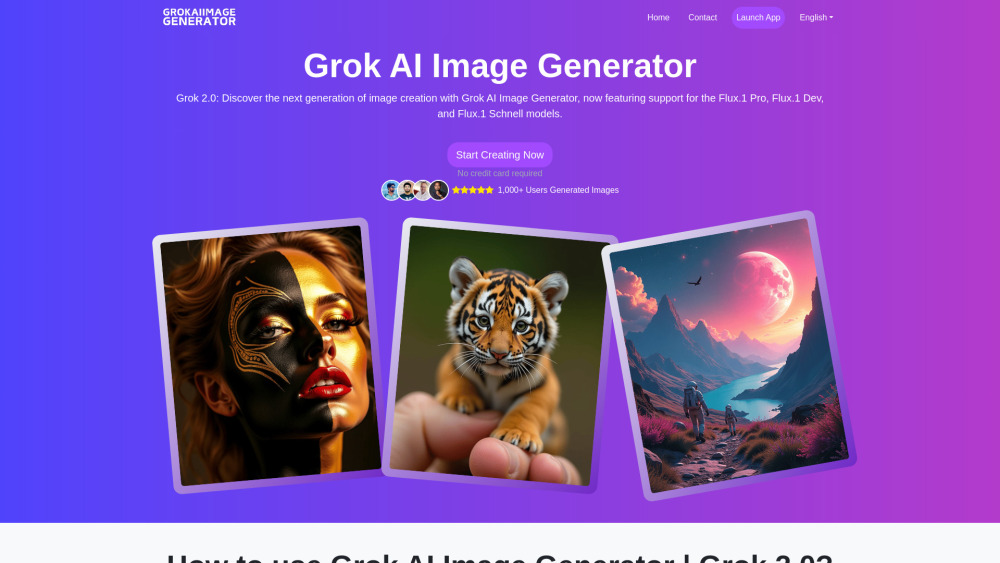 Grok AI Image Generator Website screenshot
