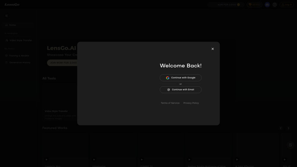 Lensgo Website screenshot
