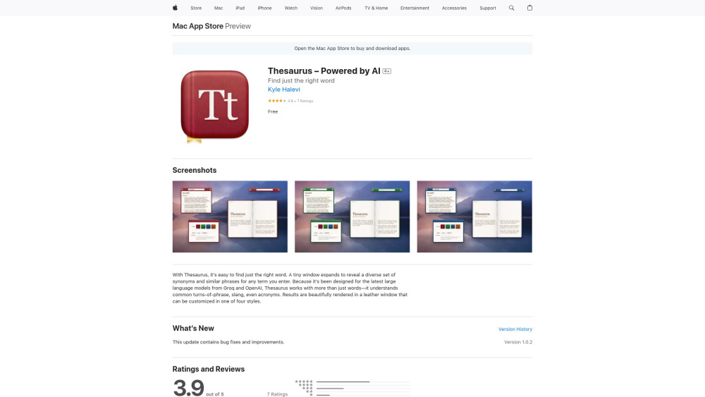Thesaurus – Powered by AI Website screenshot