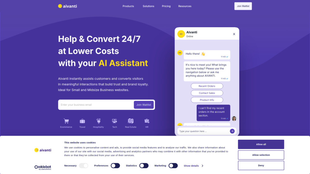Aivanti Website screenshot
