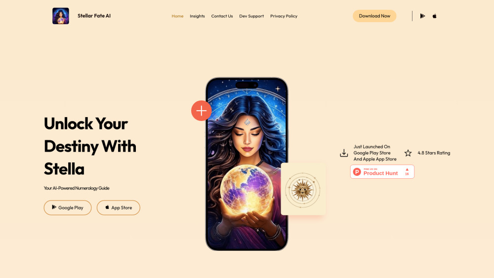 Stellar Fate Website screenshot