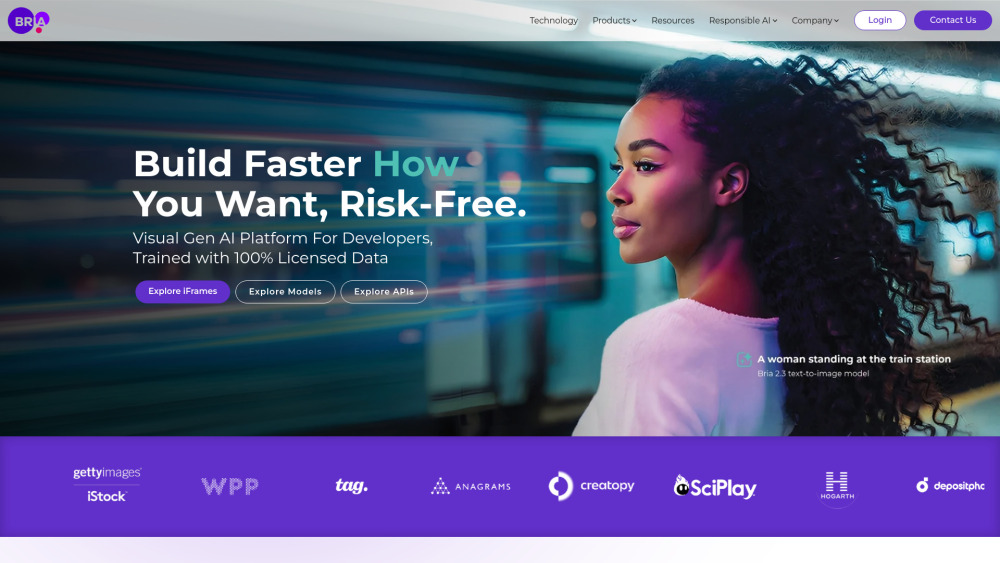 Bria AI Website screenshot