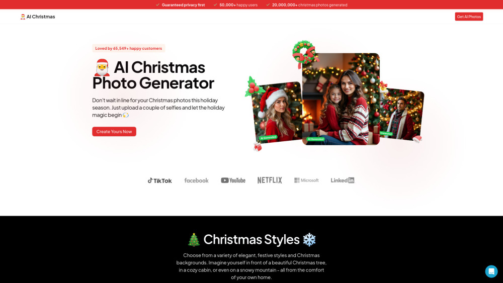 AI Christmas Photo Website screenshot