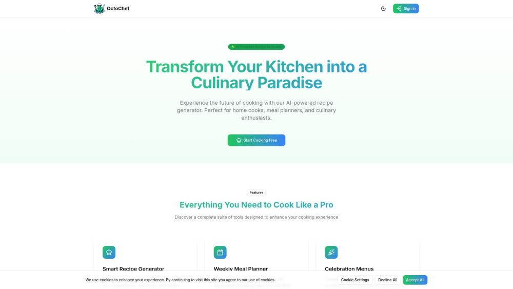 OctoChef Website screenshot
