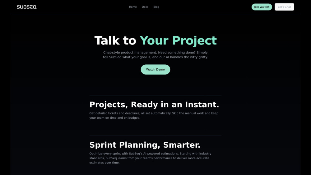 SubSeq Website screenshot