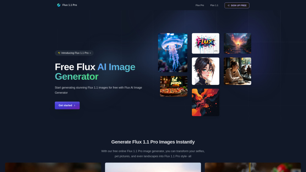 Flux Pro - AI Image Generator Website Screenshot