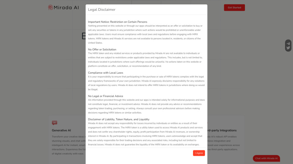 Mirada AI Website screenshot