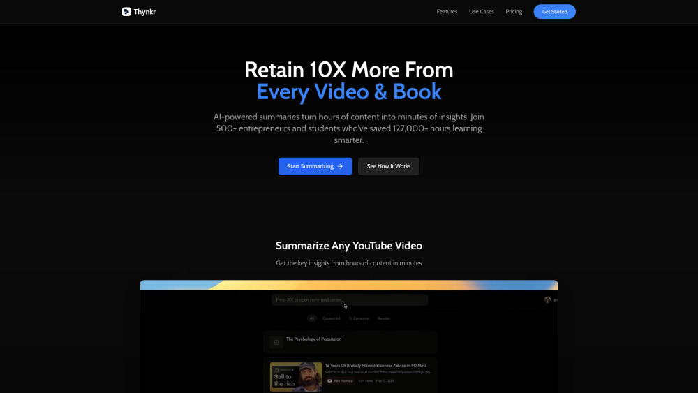 Thynkr Website screenshot