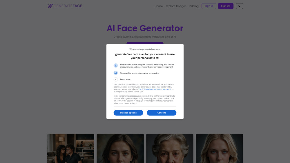 GenerateFace.com Website screenshot