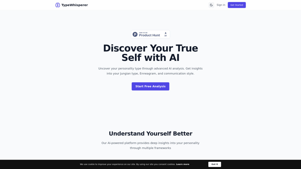 TypeWhisperer Website screenshot