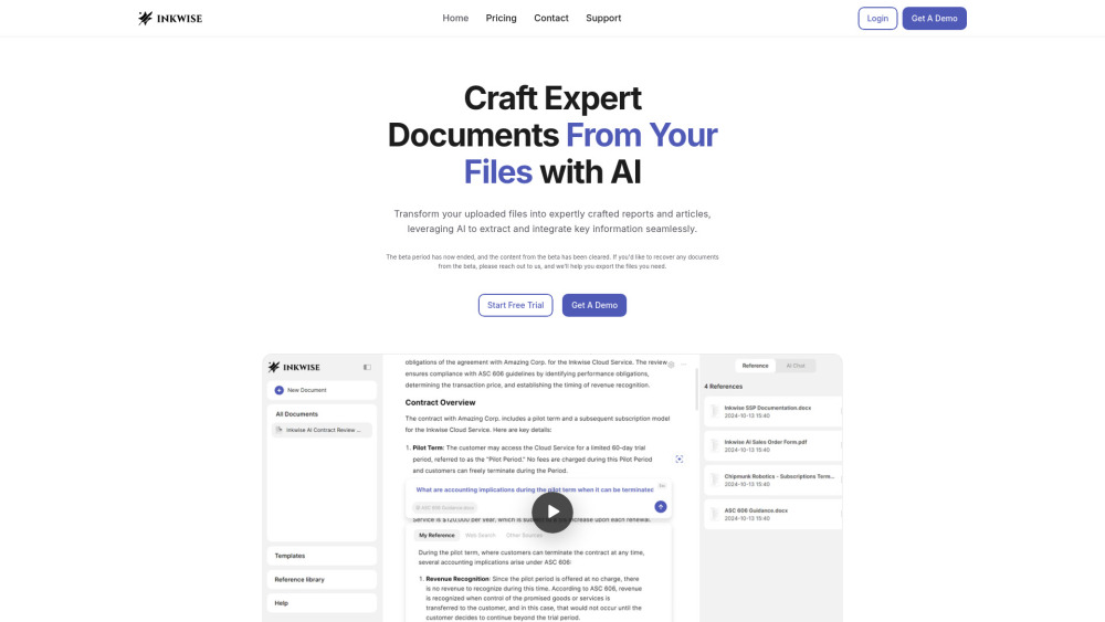 Inkwise AI Website screenshot
