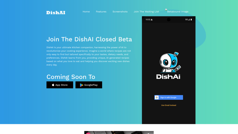 DishAI Website screenshot