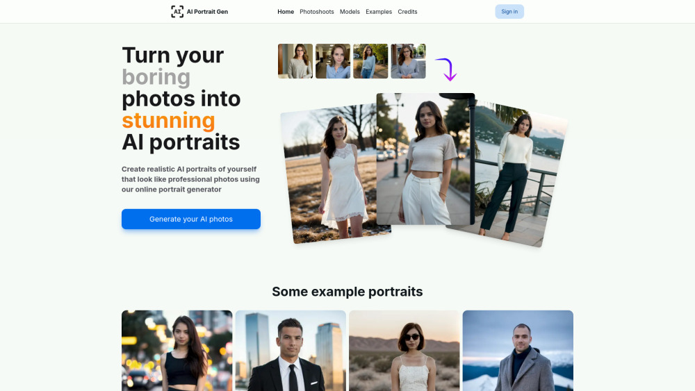 AI Portrait Gen Website screenshot