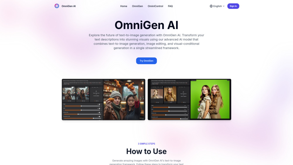 OmniGen AI Website screenshot