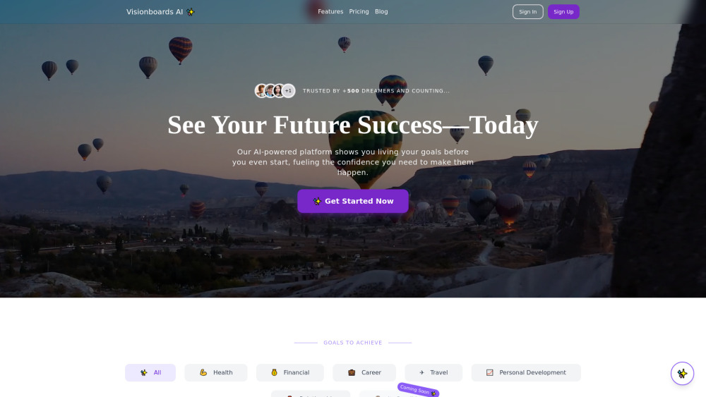 Visionboards AI Website screenshot