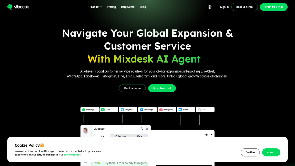 Mixdesk Website screenshot