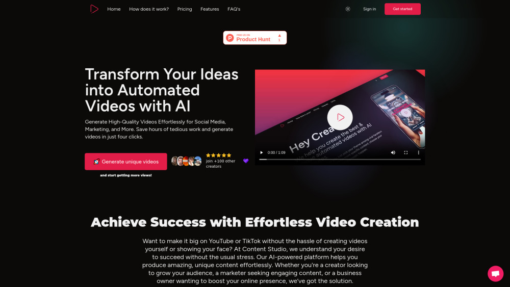 Content Studio AI Website screenshot