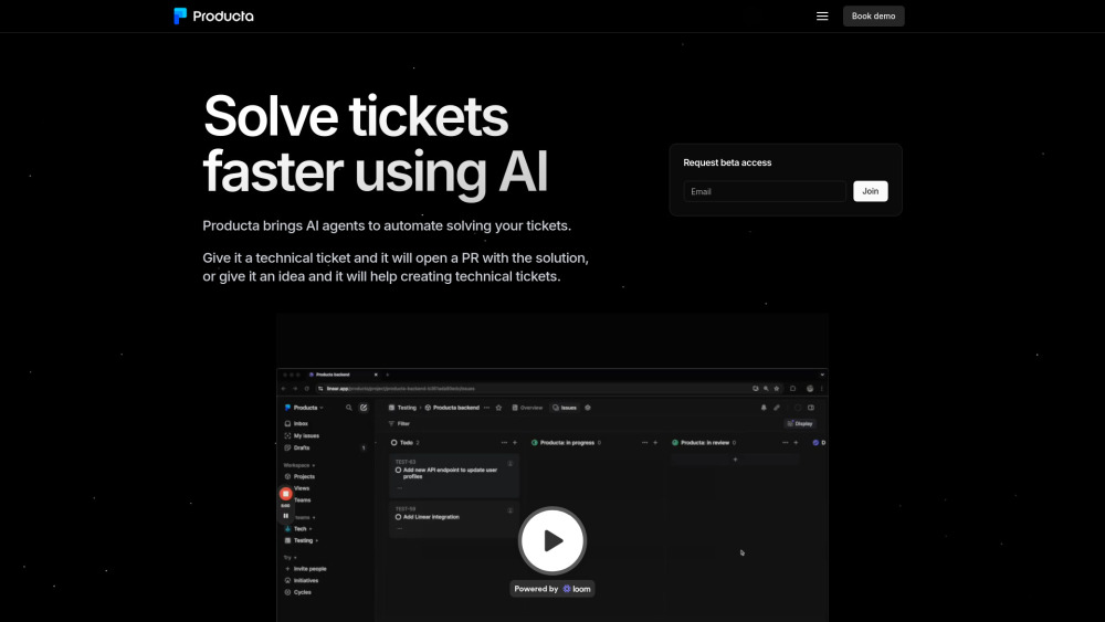 Producta Website screenshot