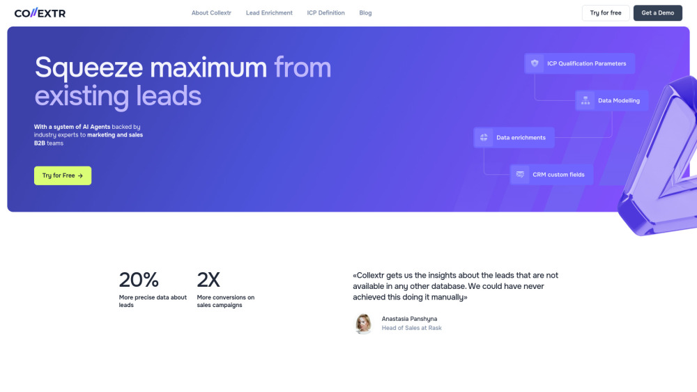 Collextr Website screenshot