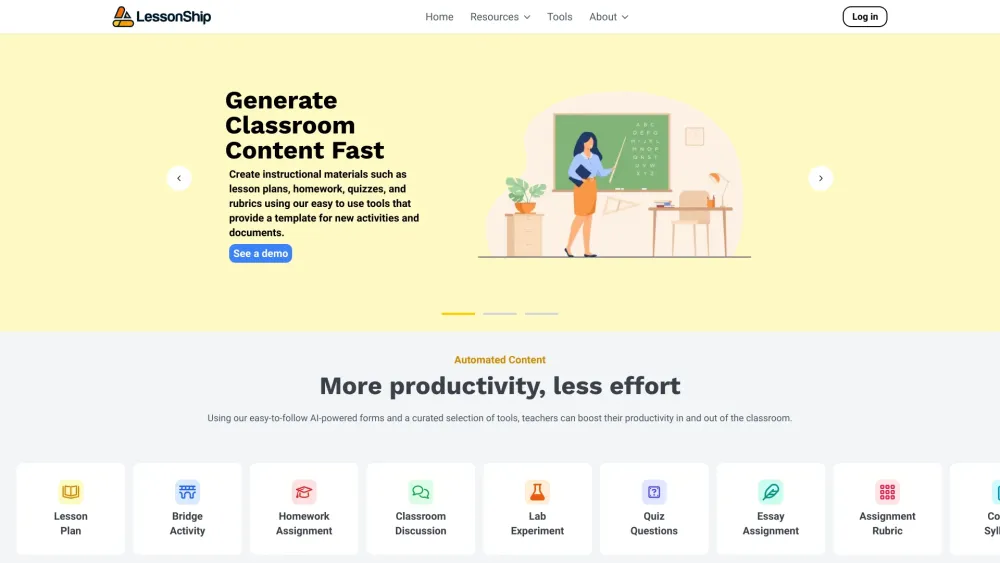 LessonShip Website screenshot