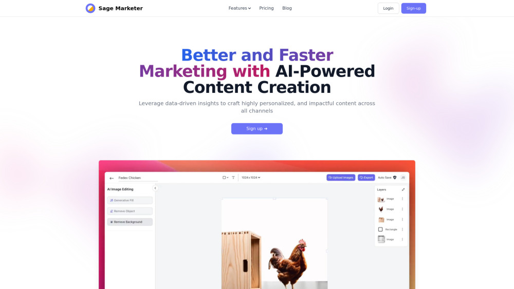 Sage Marketer Data-Driven AI Content Generation Website screenshot
