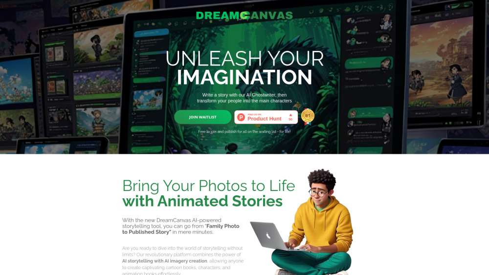 DreamCanvas Website screenshot