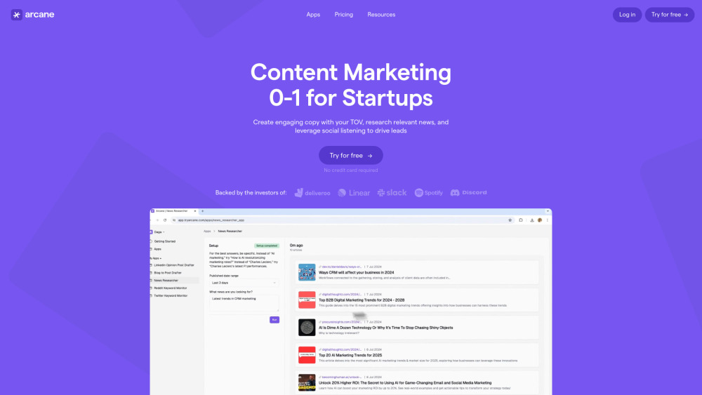 Arcane | Workflow Automation for Modern Marketers Website screenshot