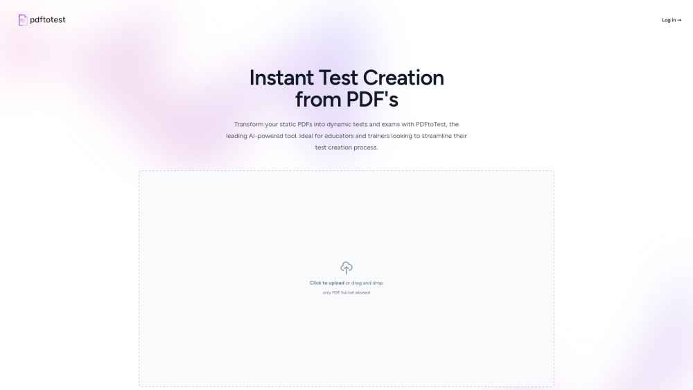 PDFtoTest Website screenshot