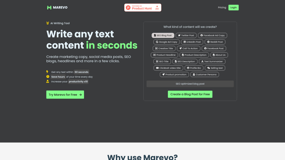 Marevo Website screenshot