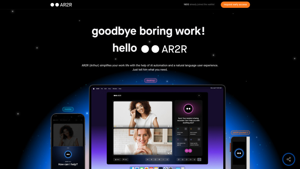 AR2R Website screenshot