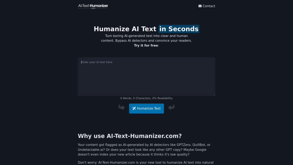 AI-Text-Humanizer.com Website screenshot