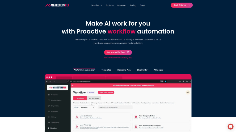 MarketersPen Website screenshot