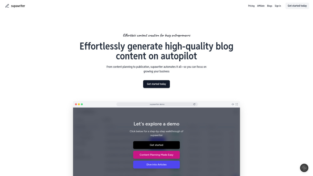 supawriter Website screenshot