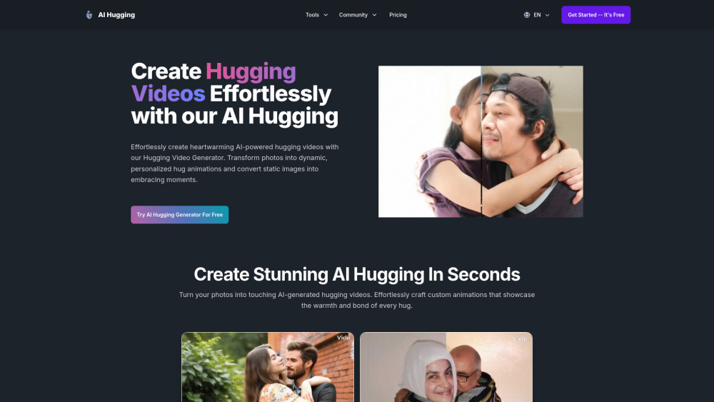 AI Hugging Website screenshot