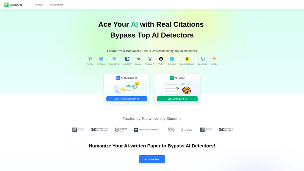 EssayGet Website screenshot