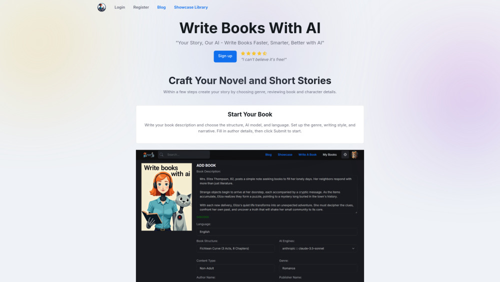 Your Story Our AI Website screenshot