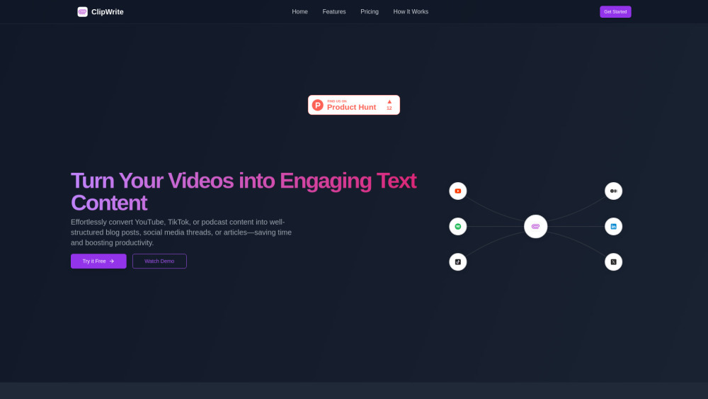 ClipWrite Website screenshot